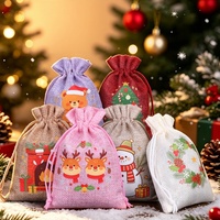 Sac à cordon en polyester à motif imprimé dessin animé, sacs de rangement réutilisables pour cadeaux, sacs vides pour emballage de bonbons et snacks, vente en gros, faible MOQ