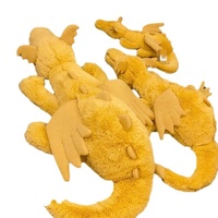 Peluche géante britannique JE Dragon Doré Super Doux 66-160cm, Animal en Peluche Dragon Mythique, Cadeau d'Anniversaire pour Enfants, Anti-Stress