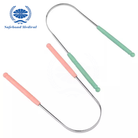 Grattoir à langue en forme de U, mini, en acier inoxydable, ensemble de grattoirs en plastique, pour adultes et enfants, hygiène buccale portable, marque OEM, bleu/rose