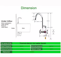 Robinet d'eau chaude électrique à affichage numérique LED de haute qualité robinet de cuisine monotrou vanne en céramique