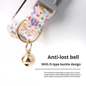 Blumendruck Polyester Umweltfreundliches Haustier-Halsband - Verstellbares Anti-Verlust-Halsband für Kleine Hunde Koreanischer/Japanischer Stil Versandbereit - Product Image 3