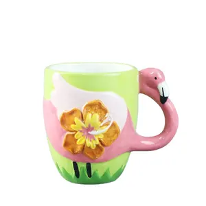 mug kopi flamingo Suppliers-Flamingo Menangani Cangkir Kopi Keramik, Menerima Bentuk & Ukuran & Warna Khusus