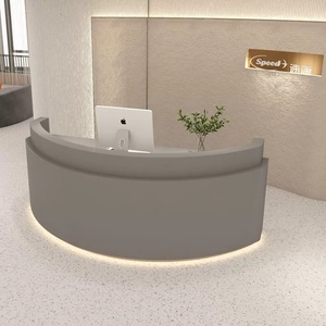 Mesa de Recepción de <span class=keywords><strong>Oficina</strong></span> Moderna de Alta Calidad, Curva, de Madera Negra, en Forma de Arco, en Venta - Product Image 3