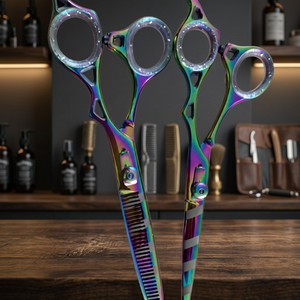 Ciseaux à effiler les cheveux ASAP Sharp Rainbow, ciseaux de coiffure professionnels, acier inoxydable 4Cr13, manche moyen, salon - Product Image 3