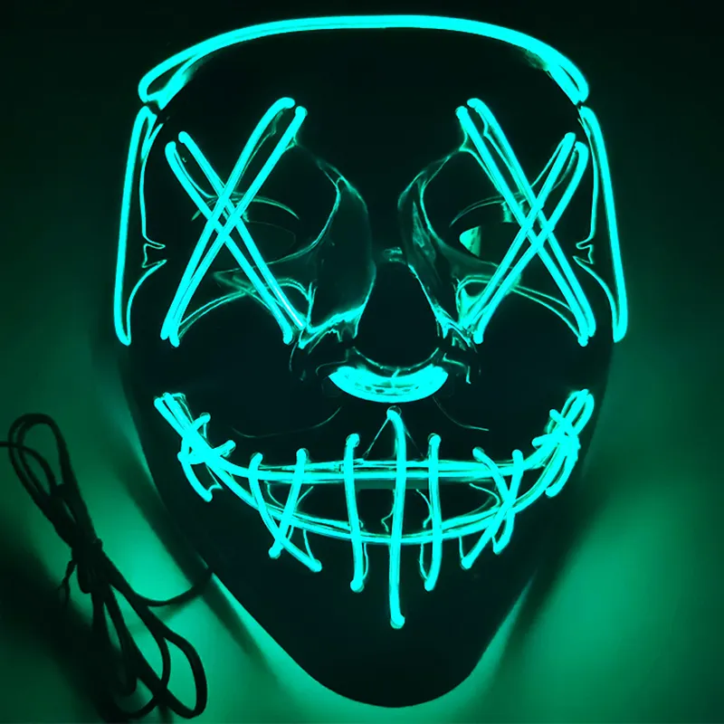 Fabriek Promotiefeest Led Licht Joker Neon Gezicht Volwassen Feest Maskers Halloween Feestmasker Met Batterij