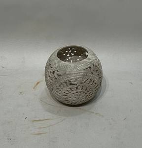 Carved Stone Globe <b>Candle</b> <b>Holder</b> elegant decorative piece inspired by traditional hand carved artistry - Product Image 2