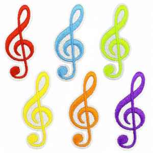 Patchs brodés 3D multicolores en forme de notes de musique, thermocollants, pour épingles à cheveux, vente en gros - Product Image 3