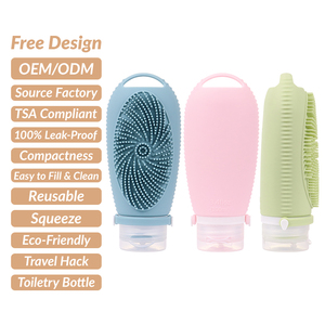 Ensemble de flacons de shampooing rechargeables en silicone souple, écologiques, faciles à transporter, de 100 ml, approuvés par la TSA pour les articles de toilette - Product Image 1