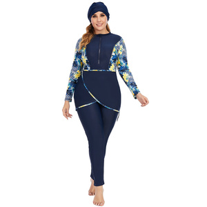 Traje <span class=keywords><strong>de</strong></span> baño islámico <span class=keywords><strong>de</strong></span> manga larga personalizable para damas, Burkini modesto <span class=keywords><strong>de</strong></span> cubierta completa con patrón <span class=keywords><strong>de</strong></span> impresión, traje <span class=keywords><strong>de</strong></span> baño musulmán Hijab para dama - Product Image 4
