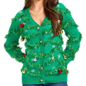 Nouveau Cardigan Classique <span class=keywords><strong>de</strong></span> Noël pour Adulte, à Bandes <span class=keywords><strong>de</strong></span> Guirlandes Festives, Style 'Ugly' Mignon, Articles Promotionnels pour Fêtes - Product Image 2
