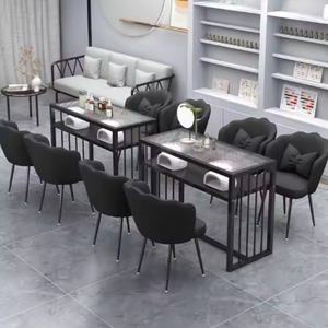 Factory Direct Sale Luxury <b>Nail</b> <b>Tables</b> Glass Salon Furniture <b>Nail</b> <b>Tables</b> and Chairs Sets - Product Image 2