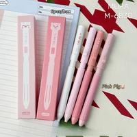 Pulpen Gel Mura Creative Desain Babi Pink Lucu 2pcs/box 0.5mm Tulisan Halus Tanpa Macet Pulpen Netral Saku Pelajar Pulpen Tanda Tangan