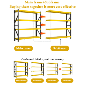 המדפים השחורים והצהובים המשמשים במחסן ומפעל רב ברמה גבוהה, עמיד, - Product Image 5