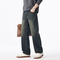 Nouveau Jean Américain Rétro Coupe Droite pour Homme – Tendance, Neuf, Style Urbain, Délavé et Effet Vieilli, Coupe Ample Droite