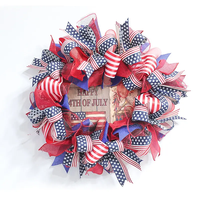 2023 America Independence Day Home Wall Party Hanging Decorations 4th of July Handcrafted Hanging Wreaths Home Decoration