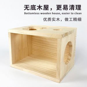 Casa de madera para hámsteres de 22x15x15cm, forma de animal, refugio/nido para mascotas pequeñas - Product Image 4