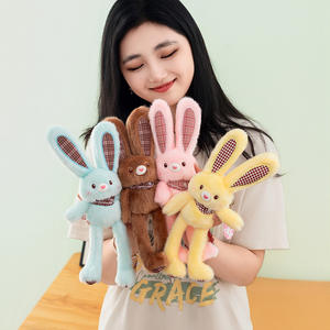 Portachiavi Peluche Coniglio Colorato con Orecchie a Tirante, Gambe Lunghe, Orecchie Tattili, Charm per Borsa - Product Image 4