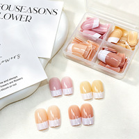 Approvisionnement exclusif transfrontalier : 96 faux ongles de style français couleur unie ; Ongles press-on préfabriqués rose nude français