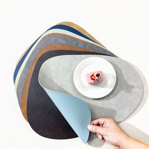 Oval Faux Leather <b>Placemats</b> Dual Sided Heat Stain Resistant Place Mats Faux Leather <b>Table</b> Mats Non-Slip Place Mats - Product Image 2