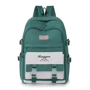 Tas punggung uniseks kapasitas besar, tas sekolah tahan air penggunaan sehari-hari luar ruangan tas bepergian modis desain simpel