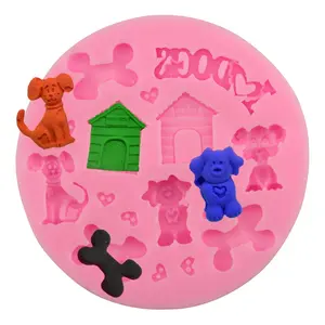 Bulat 17 buah 3D kartun tombol cinta anjing kandang anjing tulang I love dog bentuk huruf cetakan silikon