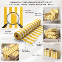 Tissu rayé jaune moutarde imprimé sur mesure, toile en polyester rayée 6oz-16oz pour chaise longue, décoration intérieure, sac, décoration de mariage