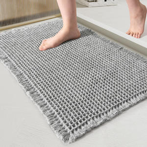 Alfombra de Baño de Microfibra con Borlas, Rectangular, de Color Sólido, Antideslizante, Absorbente y Lavable a Máquina - Product Image 3