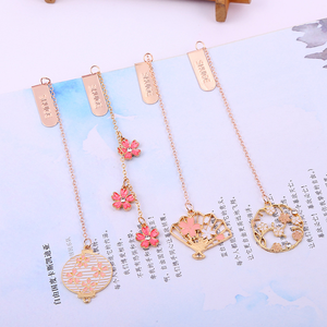Custom Logo Metal Alloy Bookmark Cute Cartoon Cherry Blossom Korean Pet Design Hot Style Promotional Item