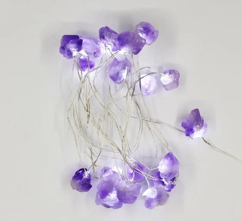 Kanlong Battery Operated Natural Crystal Amethyst LED String Lights Decorative Lights