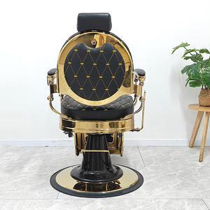 Chaise de styliste en cuir moderne haut de gamme pour salons de coiffure, chaise inclinable réglable dorée luxueuse conçue pour un usage professionnel - Product Image 3