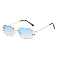 8120 Nouvelles Lunettes de Soleil Polarisées Rectangulaires Sans Monture Tendance pour Hommes et Femmes UV400 en Métal pour la Conduite et le Cyclisme