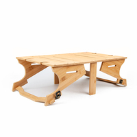 Table de pique-nique pliante en bambou moderne et portable Hangrui avec porte-verres et panier pour une utilisation en extérieur