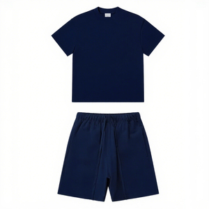 2025 Set di <span class=keywords><strong>pantaloncini</strong></span> da uomo con collo alto con Logo personalizzato completo estivo in due pezzi bianco - Product Image 1