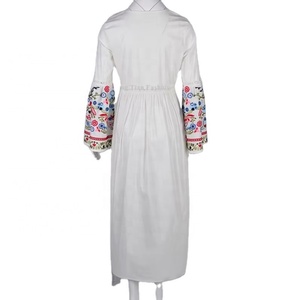 Vestido Largo de Moda Europea para Mujer, Bordado Floral, Elegante, con Mangas Acampanadas, Cintura Natural y Volantes - Product Image 4
