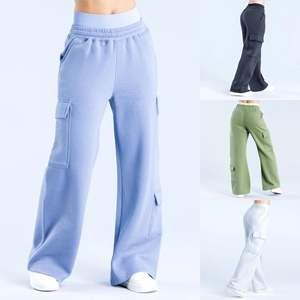 Nuevo diseño suelto Casual algodón de gran tamaño holgado cintura alta pierna ancha <span class=keywords><strong>Cargo</strong></span> Joggers pantalones de chándal para mujer - Product Image 2