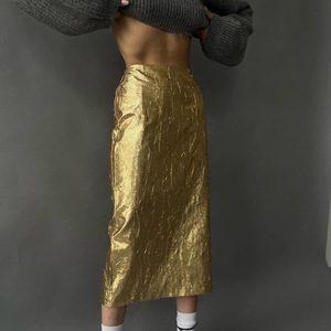 <span class=keywords><strong>Jupe</strong></span> en similicuir brillant doré, nouvelle collection été-automne 2025, style coréen, vêtements streetwear, <span class=keywords><strong>jupe</strong></span> pour femmes - Product Image 1