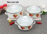Casserole classique à double anse, ensemble d'ustensiles de cuisson en émail pour la maison, compatible induction et gaz, en métal durable
