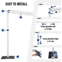 10x10Ft Double barre transversale tuyau et drapé Kit robuste réglable toile de fond support toile de fond support décor de mariage