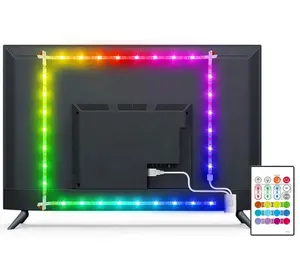 Bande lumineuse LED multicolore avec télécommande, 2M, SMD5050, RGB, synchronisation avec musique, rétro-éclairage pour TV 24 "-60", TV