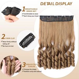 Extension de cheveux synthétiques bouclés à 5 clips, style français, pour femme, pour salon de coiffure, ajoute du volume - Product Image 2