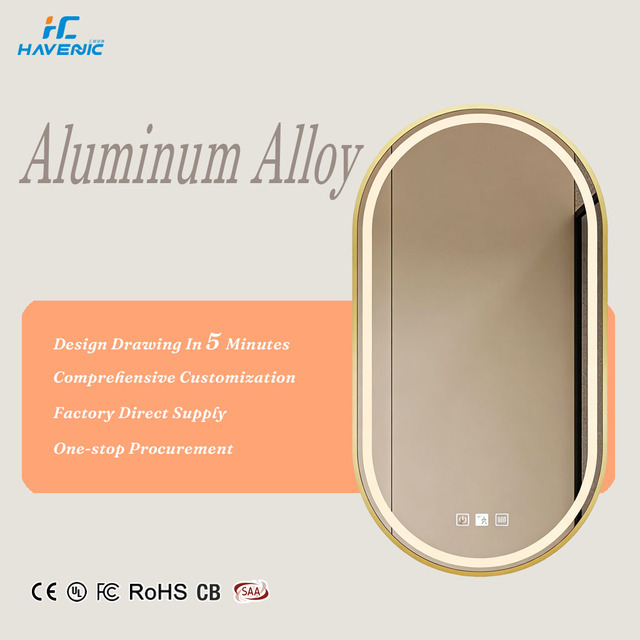 Customized Arch Oval Bathroom Anti Fog Smart Mirror Illuminated Led Vanity Mirror for Hotel Bathroom Project Smart Mirror