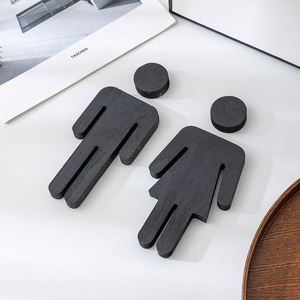 Panneaux de toilettes et de sanitaires en bois faits à la main pour hommes et femmes, modernes et simples, écologiques, décoration de maison pour porte de salle de bain WC - Product Image 3