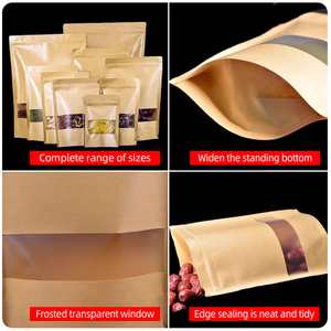 Sachet Doypack en papier kraft thermoscellable, résistant à l'humidité, à fond plat et fermeture éclair, pour viande séchée, noix, noix de cajou, noisettes, amandes - Product Image 4