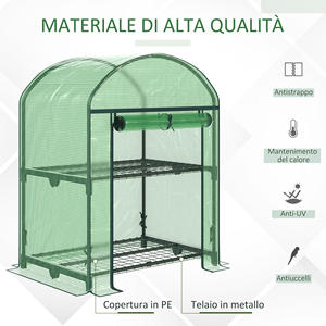 Para Outsunny Mini Garden Invernadero con 2 Estantes Metálicos y Cubierta PE 69x49x92cm Verde para Tu Mini Garden - Product Image 4