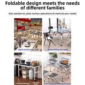 Mesa de Jantar Quadrada Portátil e Dobrável em Aço Inoxidável para Uso Externo/Interno em Refeições Familiares e Banquetes - Product Image 6
