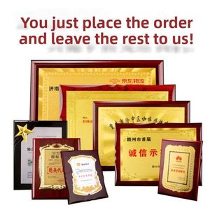 Plaque d'honneur personnalisable en cuivre avec support, dorée à l'or fin, pour médailles et certificats, cadeaux d'affaires - Product Image 3