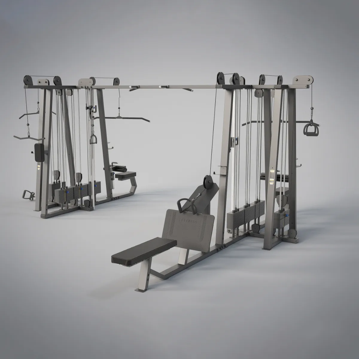 Latihan Sepeda Pintar dengan Layar Dinding Squat Rack Pullup Bar Kembali Mendukung Trainer Multi Stasiun Lengan Terlentang