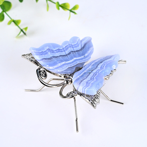 Mariposa de Cristal de Alta Calidad al por Mayor, Mariposa de Ágata de Encaje Azul Natural para Decoración y Sanación - Product Image 4