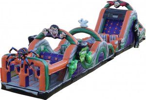 95ft/100ft/135ft long Halloween Inflatable Obstacle <strong>Course</strong> 3-Part Modular Slide - Dry/Wet Dual Use, Monster &amp; Ghost Theme - Product Image 6
