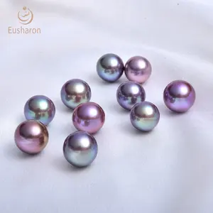 Perla suelta Edison de Color metálico de lavanda Natural, 11-12mm, sin agujero, joyería artesanal